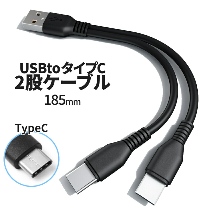 楽天市場】【当店限定！全品ポイント3倍】 USBタイプC 2股ケーブル