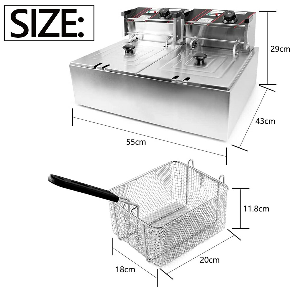 楽天市場】電気フライヤー 業務用 二槽式 12L 大容量 卓上フライヤー
