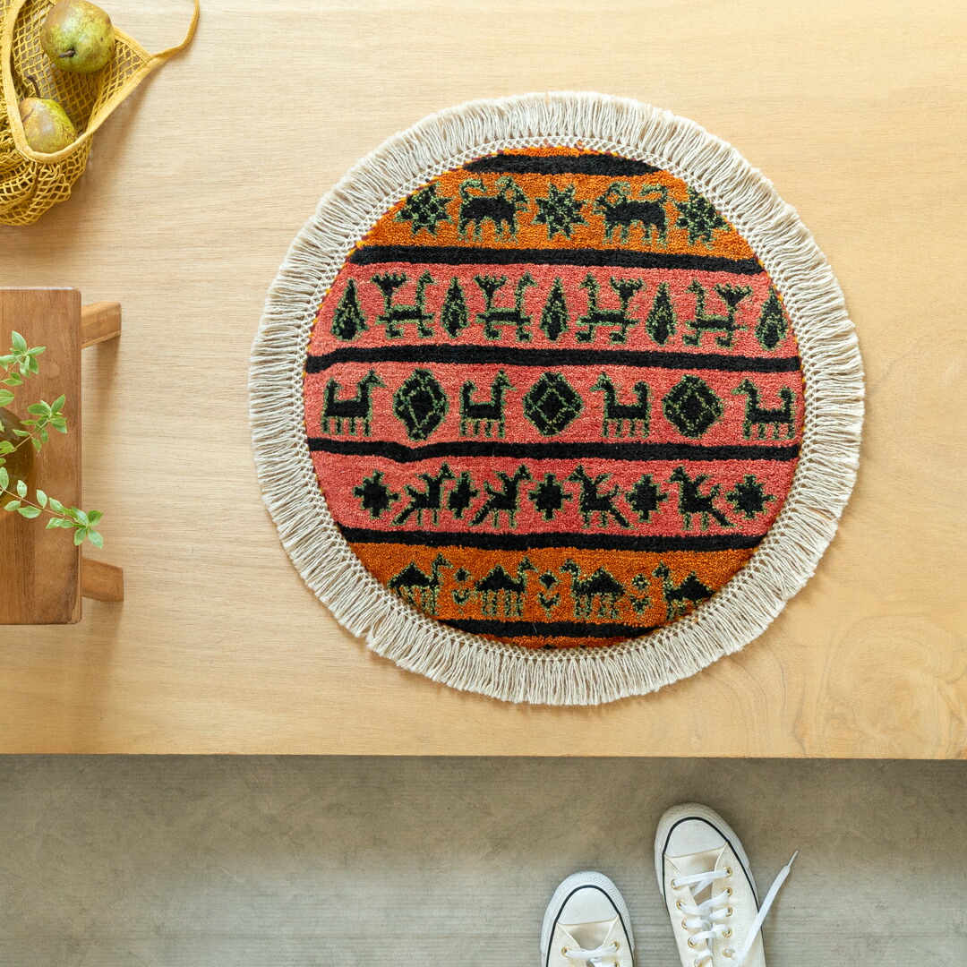 楽天市場】【本場イラン産】ギャッベ 直径52cm 丸型（送料無料 手織り