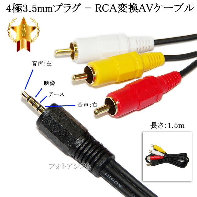 楽天市場】【記載JVC/ビクター機種対応】 4極3.5mm-RCA変換AVケーブル