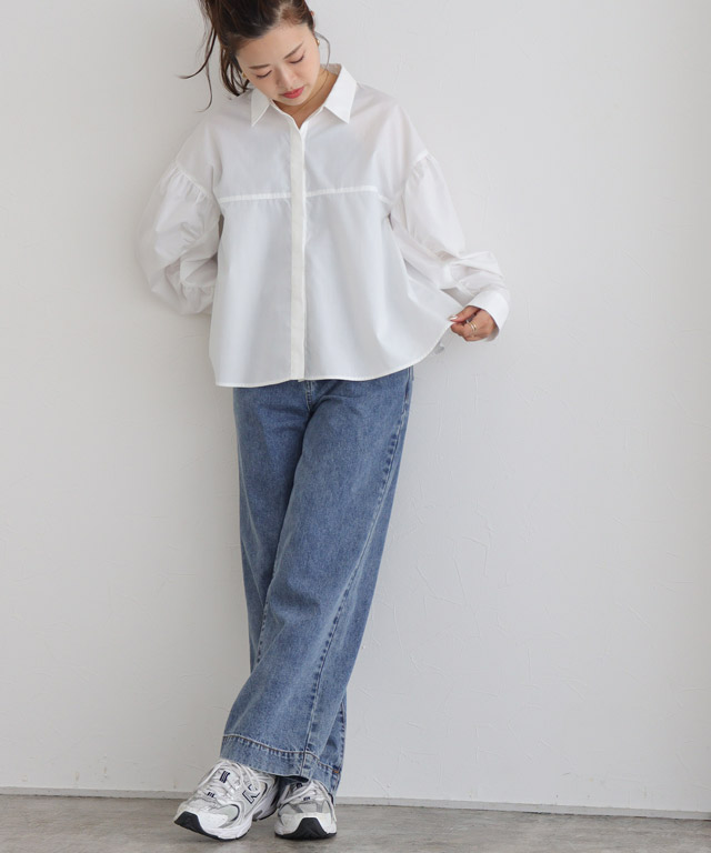 楽天市場】袖シャーリングシャツ ☆ シャツ ブラウス シャーリング 襟