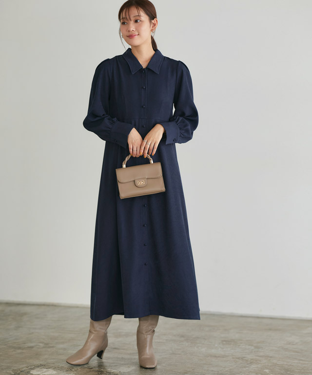 楽天市場】≪冬SALE！≫襟付きクルミボタンフレアワンピース ☆ クルミ