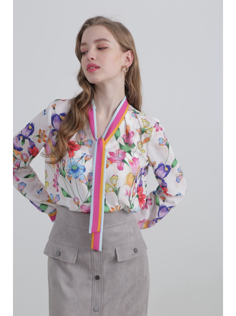 く*る様 PINKY&DIANNE ノーティカルプリントブラウス ブルー PINKY