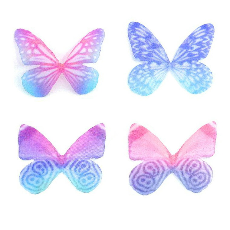 楽天市場】在庫限り！羽飾り オーガンジーの蝶 1枚入 パープル×ブルー