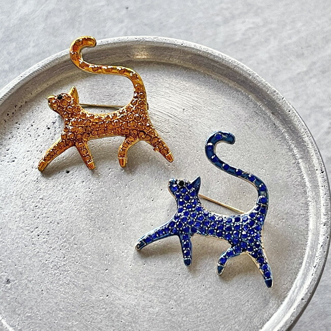 楽天市場】ラインストーン【 ネコ 猫 ねこ 】ブローチ ピンブローチ