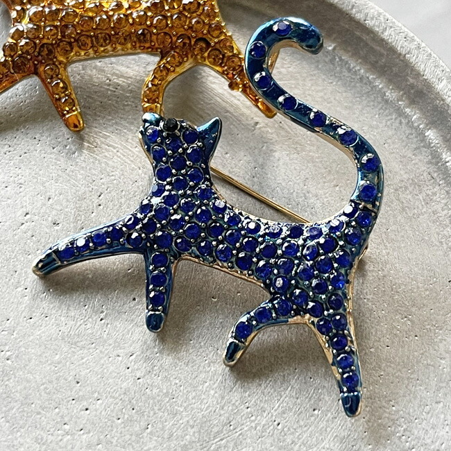 楽天市場】ラインストーン【 ネコ 猫 ねこ 】ブローチ ピンブローチ