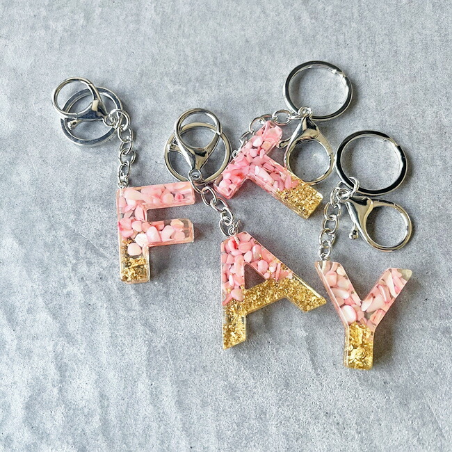 楽天市場】イニシャル チャーム キーホルダー リング付 ハーバリウム