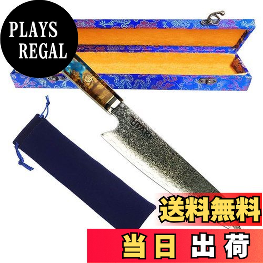 67層ダマスカスVG10 シェフナイフ 24cm 人工象牙＋黒檀柄 67層