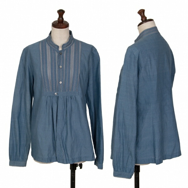 楽天市場】【中古】 45rpm 45R 藍染レースストライプコットンシャツ 青