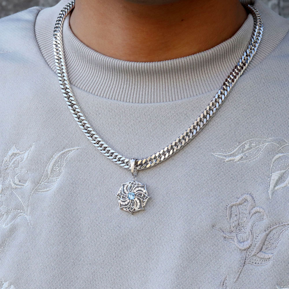 楽天市場】プラチナ ペンダントトップ ブルートパーズ メンズ 喜平