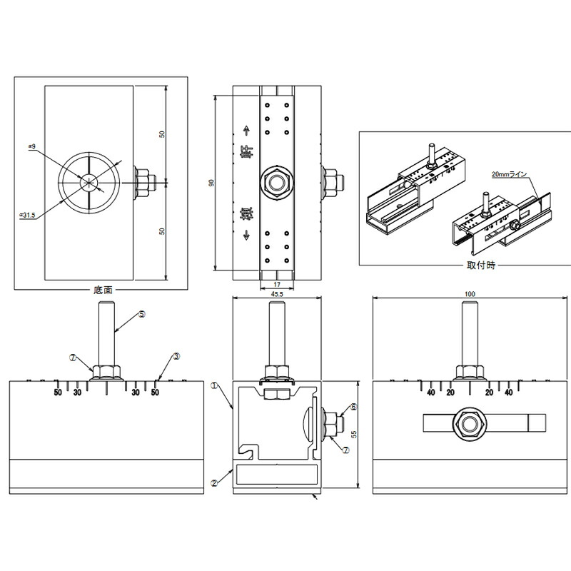 楽天市場】太陽光パネル架台金具 重ね式折板 KSホールド R1タイプH35用