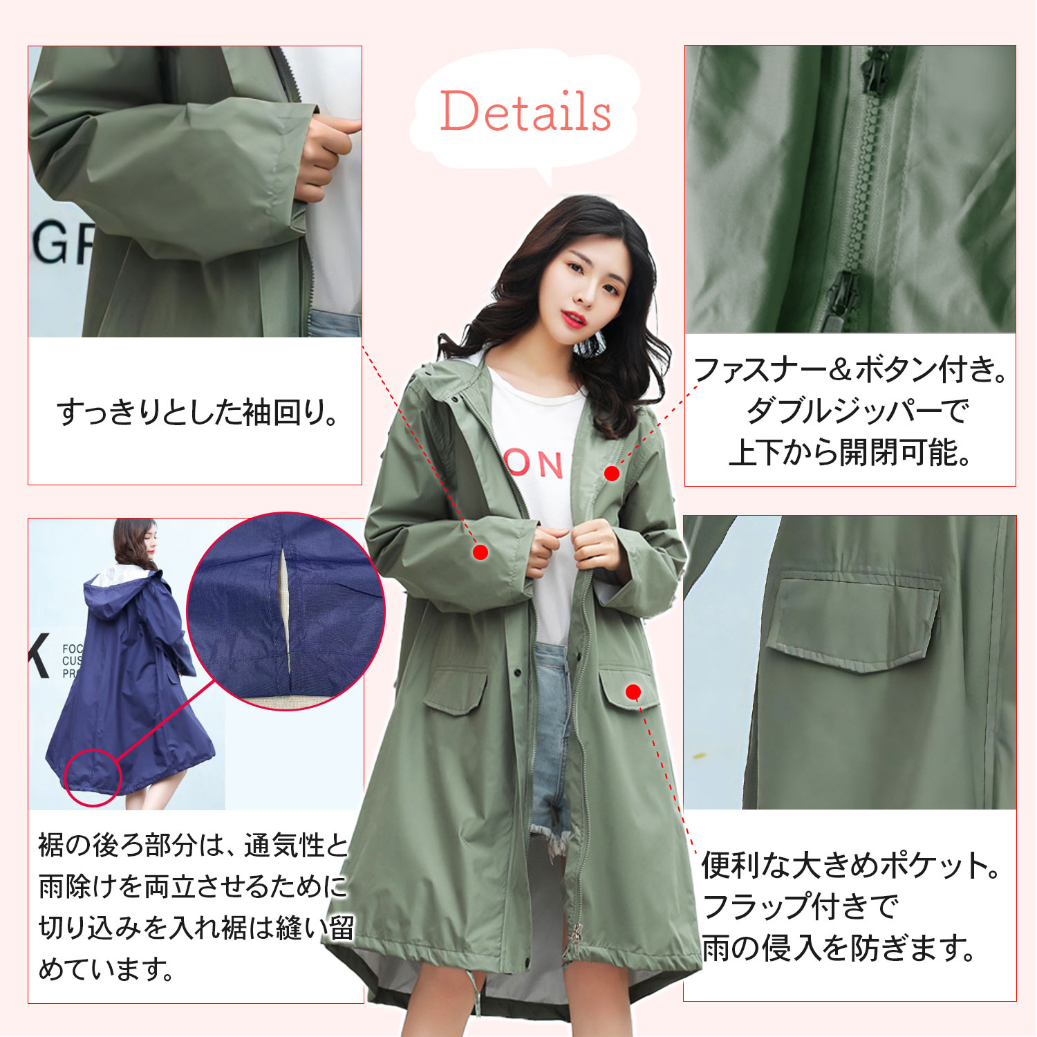 楽天市場】【LINE追加で5％OFF】レインコート レディース 自転車