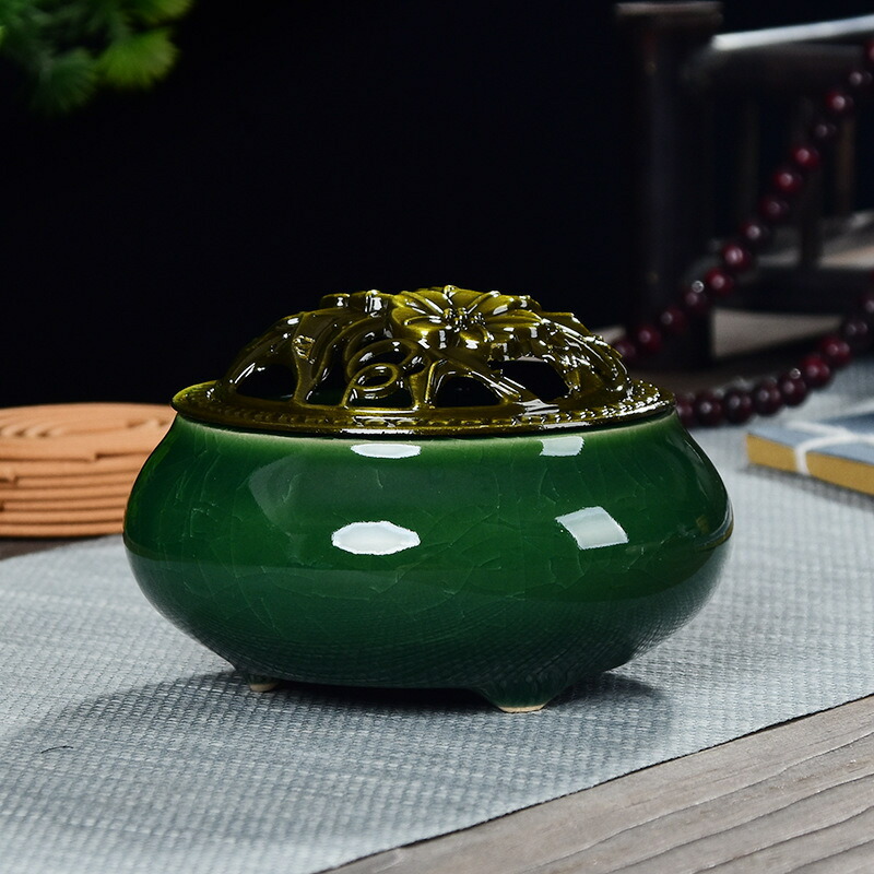 楽天市場】送料無料 香炉 蓋付き 陶器 インセンスホルダー 線香 アロマ