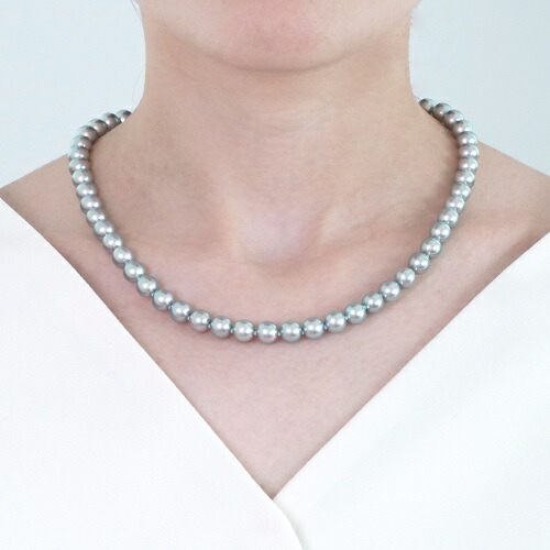 楽天市場】約7.0-7.5mm/アコヤグレー処理真珠ネックレス パールケース