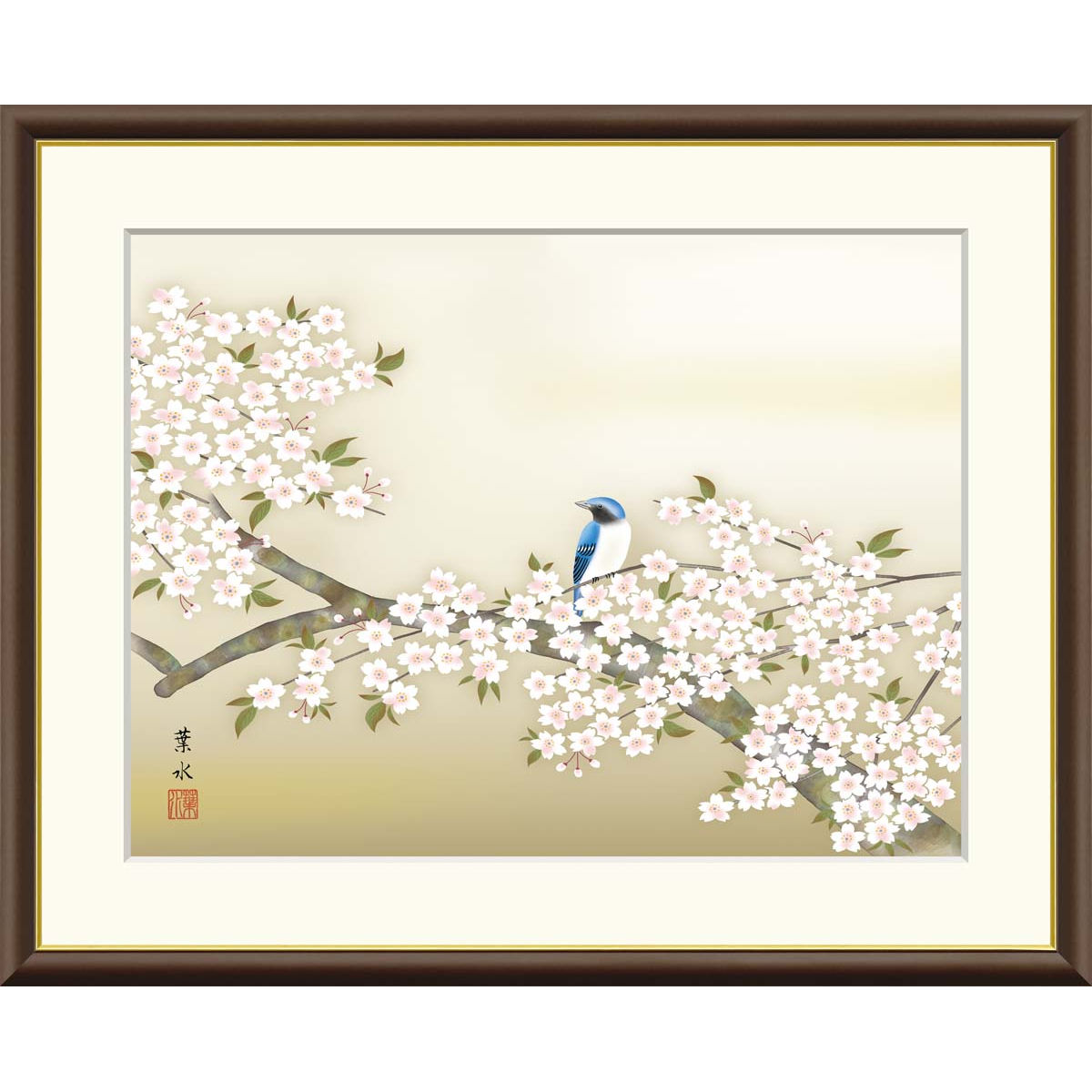 白い花」 日本画油彩絵画サイン額縁インテリア19