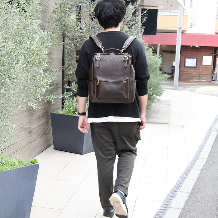 楽天市場】がま口 リュック メンズ ビジネス レザー がま口リュック