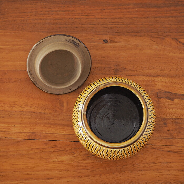 楽天市場】小鹿田焼 小袋窯 3合壺 飴釉飛びかんな / おんたやき おんた