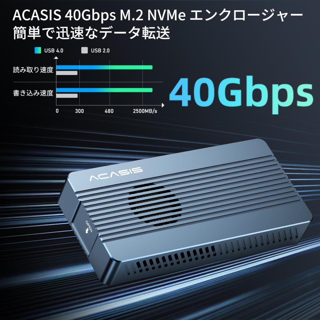 楽天市場】ACASIS，40Gbps超高速，M.2SSD外付けケース,USB4.0 NVMe M.2