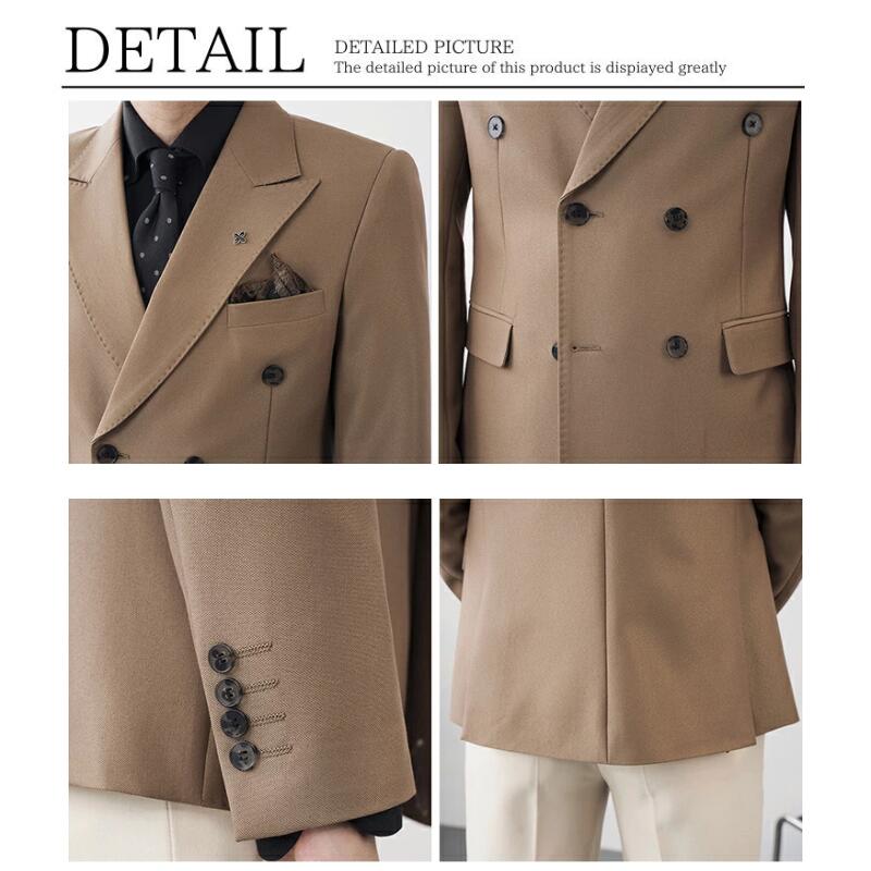 豪華5点セットアップ ダブルブレストスーツ シャツ ネクタイ ピンズ