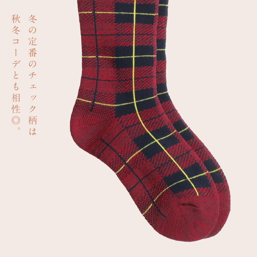 楽天市場】靴下 レディース 冬 暖かい 【2色組】 22-25cm チェック 裏