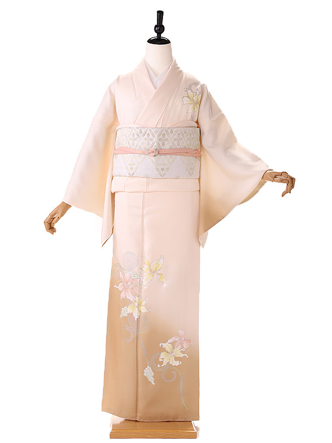 No.51刺繍訪問着【蘇州&汕頭刺繍】 ピンク地に桜 吉永小百合着用柄美品