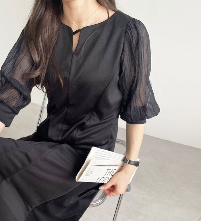 楽天市場】カットソーワンピース レディース 袖楊柳シアー美ライン