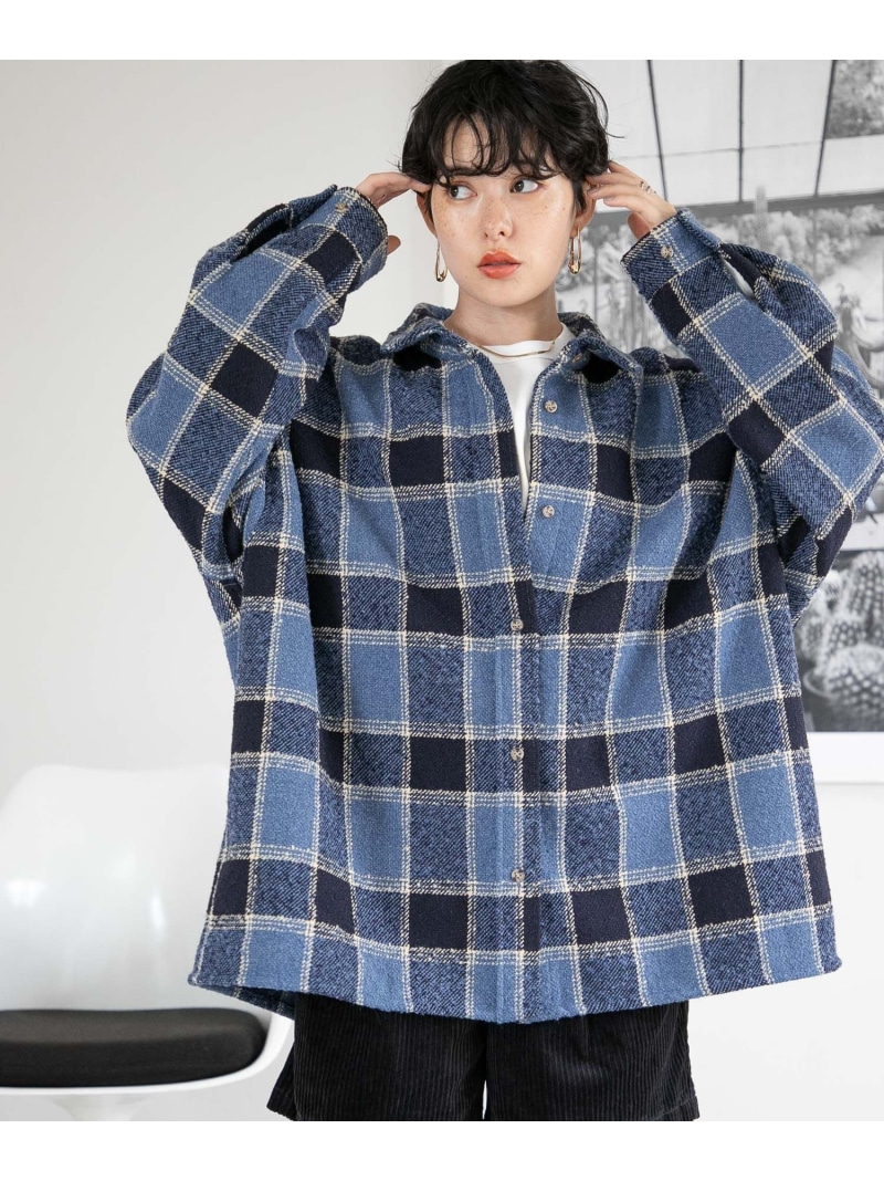 Naptime チェック柄ニットセーター M ブルーチェック Naptime チェック