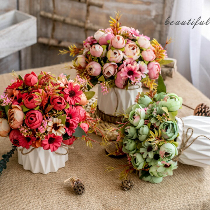 楽天市場】造花 室内用ブーケ 枯れないお花 手作りフラワー