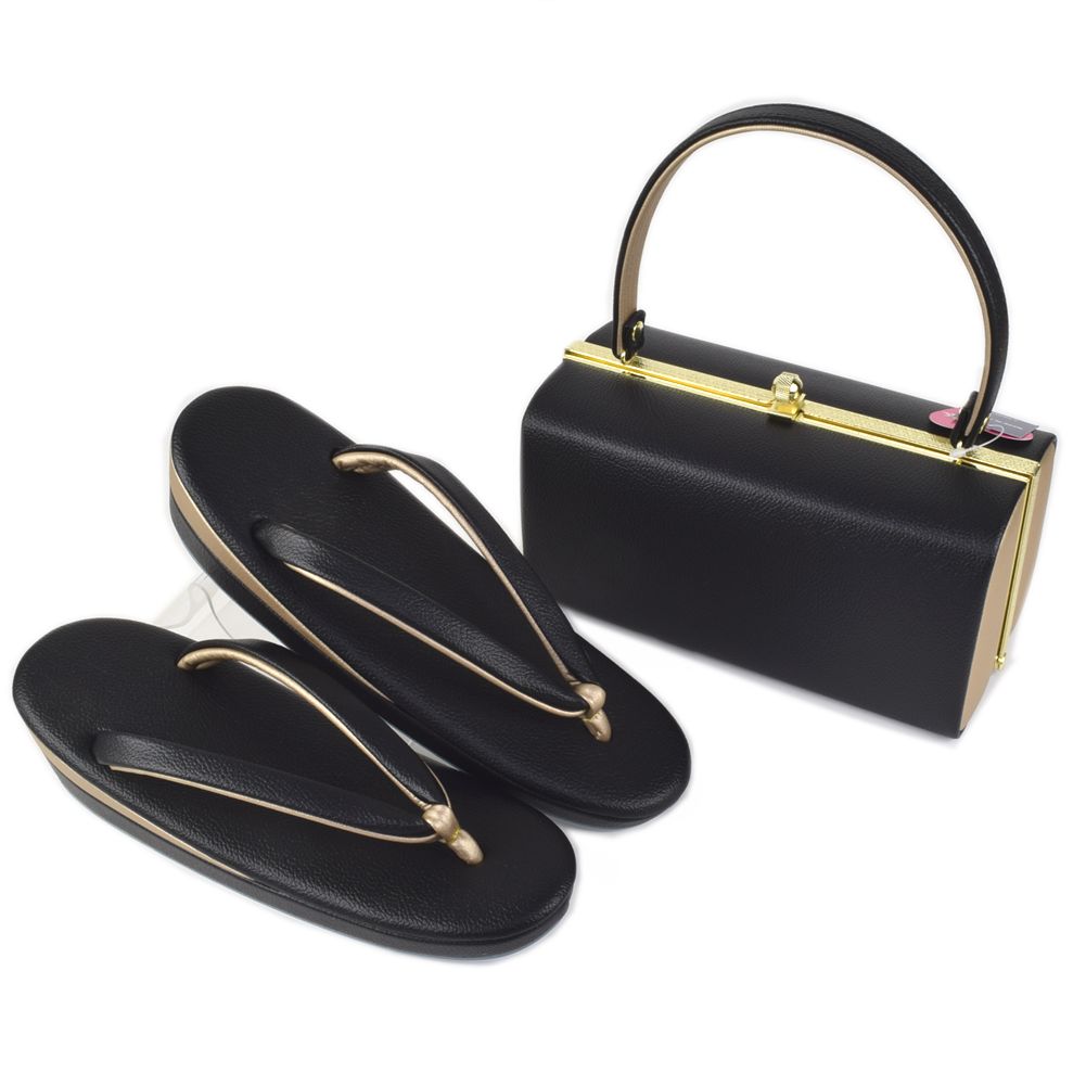 楽天市場】草履バッグセット 無地 黒金 バッグ 草履 結婚式 卒業式