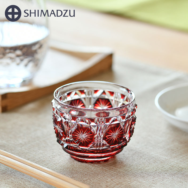 楽天市場】薩摩切子 猪口 大 cut18 紅 復元 島津薩摩切子 薩摩ガラス