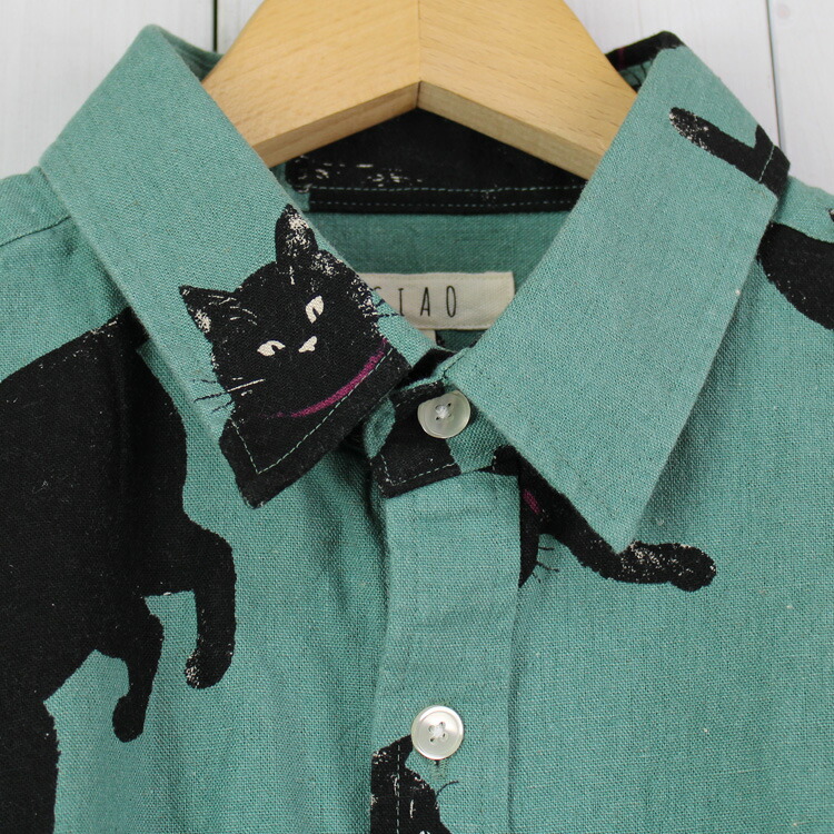 楽天市場】黒猫 シャツ 日本製 長袖 シャツ 猫 ねこ ブラウス かわいい