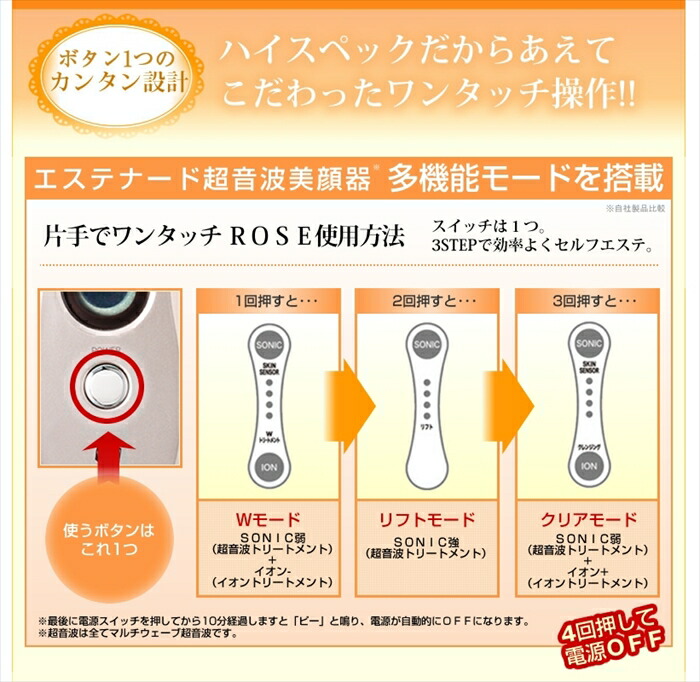 楽天市場】超音波美顔器 エステナードソニック ROSE 簡単操作