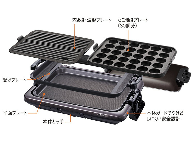 楽天市場】タイガー魔法瓶 ホットプレート CRV-G301T プレート3枚
