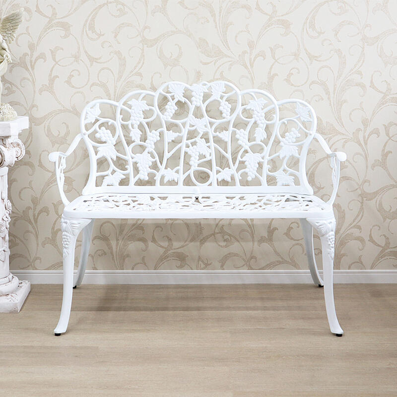 楽天市場】ガーデンファニチャー ベンチホワイト アンティーク