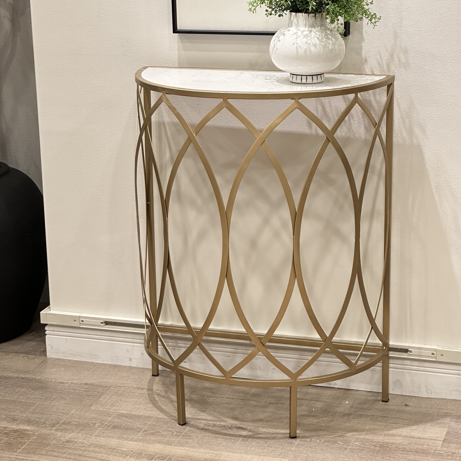 楽天市場】天板大理石 半円コンソールアイアン コンソール テーブル