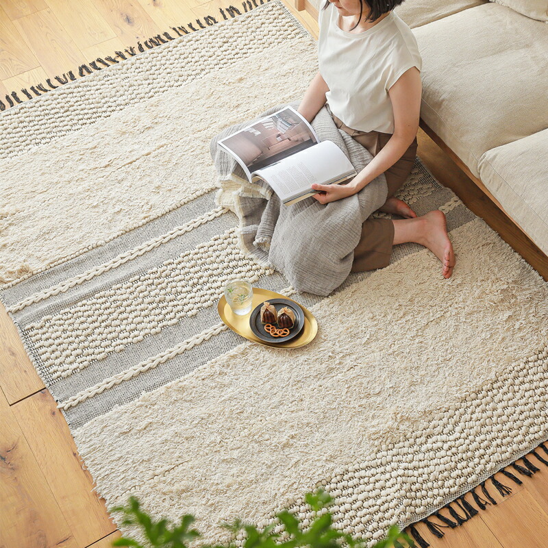 楽天市場】ラグ ラグマット POP CORN STRIPE RUG 140×200 インド製 綿