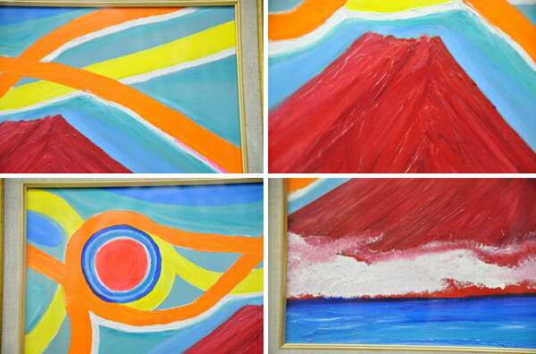 楽天市場】絵画□10号油絵 画家 友之 TOMOYUKI□赤富士□額付 富士山