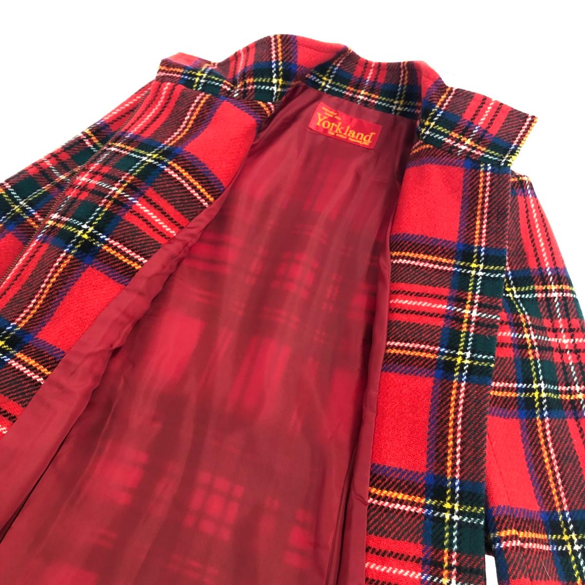 ヨークランド Yorkland チェック柄 ウール ヴィンテージ 赤 緑 楽天
