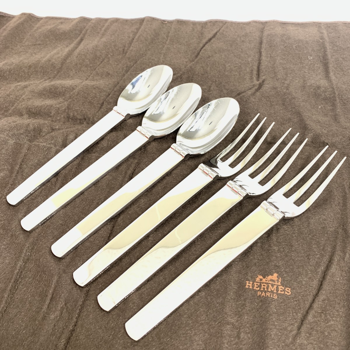 楽天市場】HERMES エルメス カトラリー スプーン3本フォーク3本/保存袋