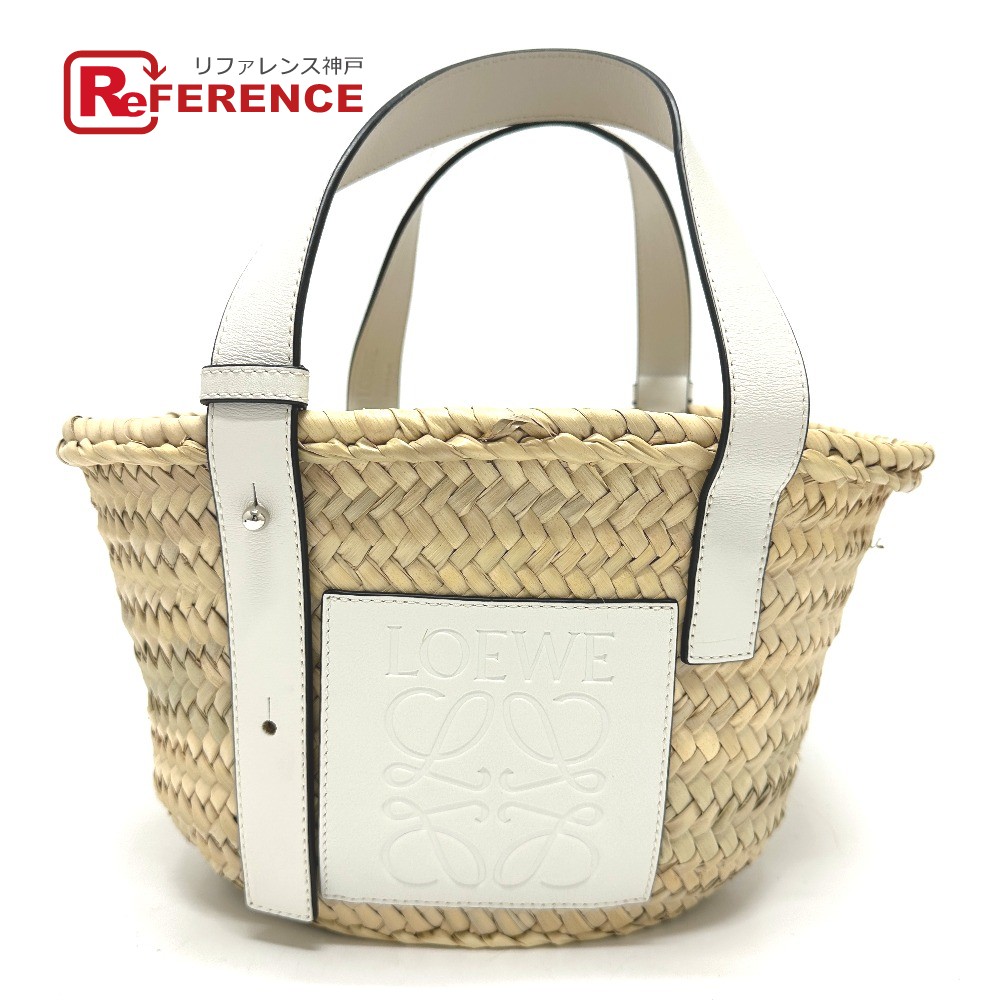 LOEWE かごバッグ スモール バスケット ストロー レザー