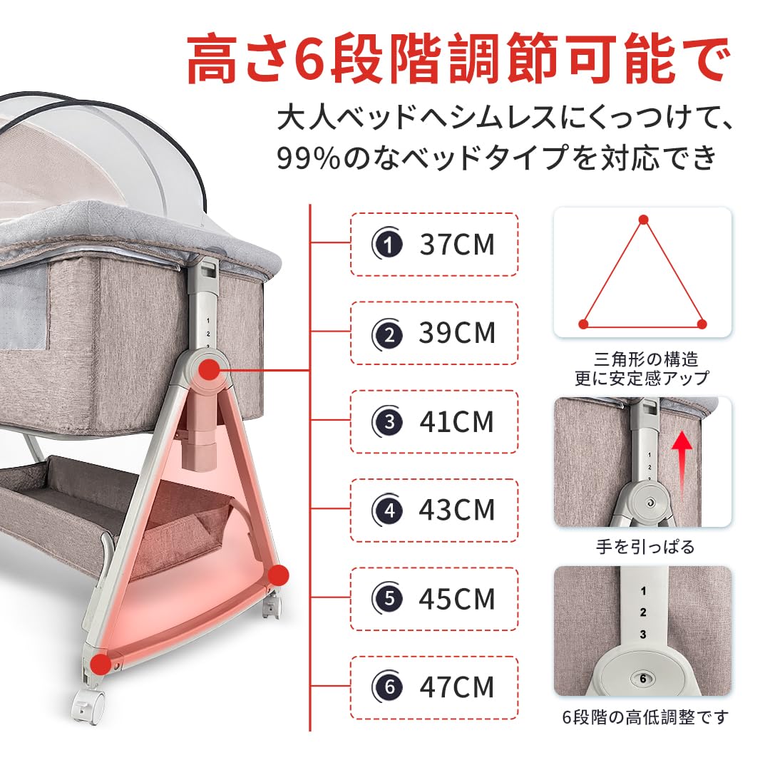 楽天市場】Kino Linpo ベビーベッド 添い寝 新生児ベッド 乳児用ベッド