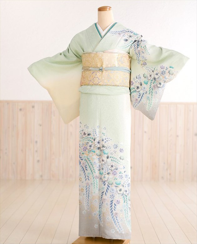 楽天市場】訪問着レンタル hw1284 〔着物レンタル〕白緑に吉祥慶びの