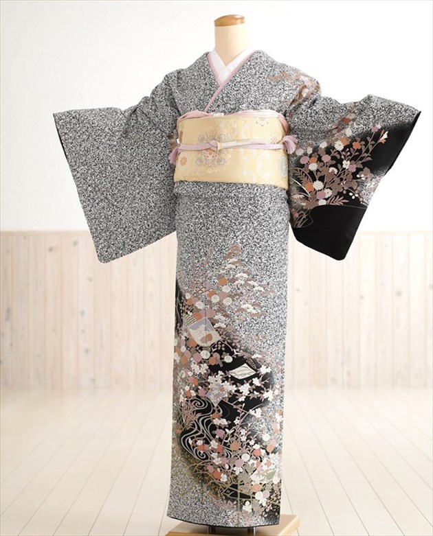 楽天市場】訪問着 レンタル hw1312 七五三 結婚式 グレー×黒に慶びの