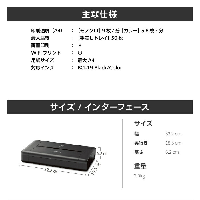 楽天市場】往復送料込！A4インクジェットプリンタ レンタルCanon iP110