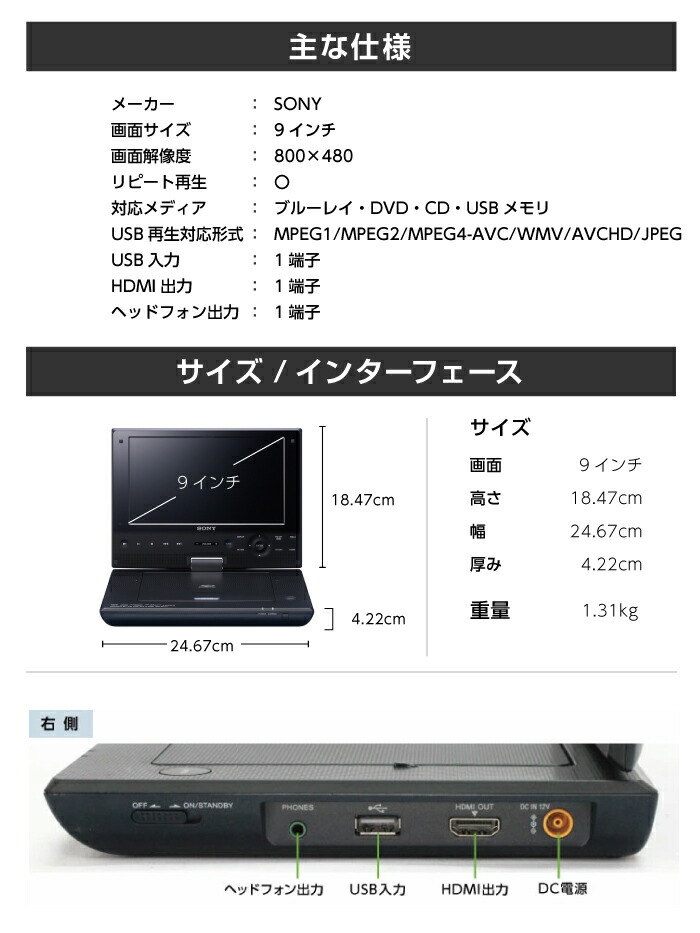 楽天市場】往復送料込！液晶ディスプレイレンタルポータブルBD・DVD