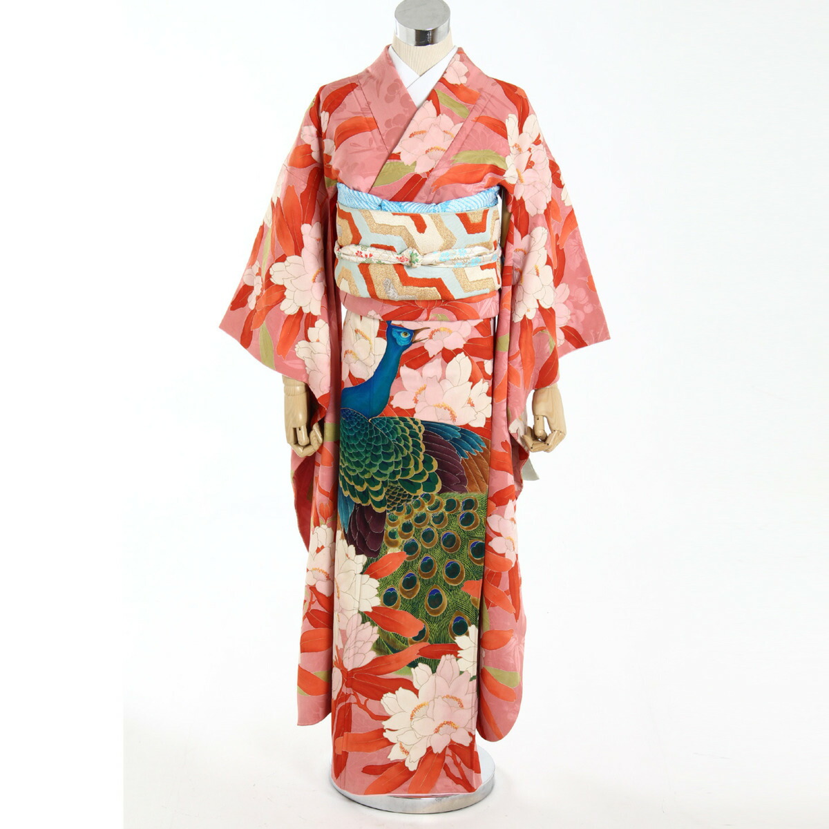 楽天市場】振袖 着物 五つ紋 花柄模様 ピンク系（帯別売り） 【中古