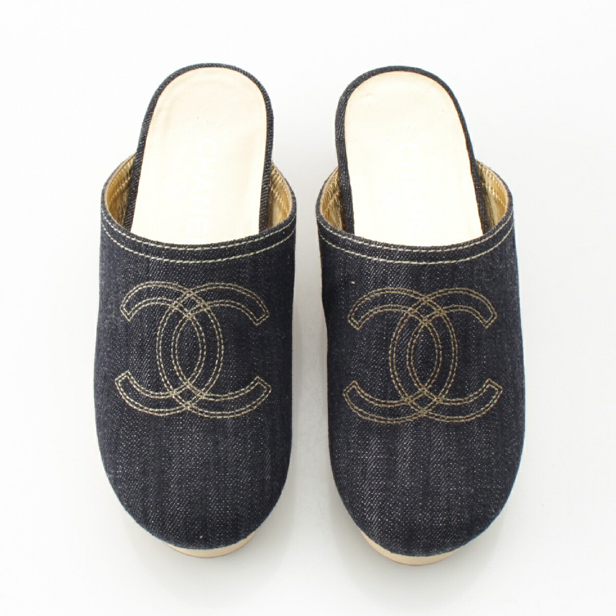 楽天市場】シャネル CHANEL コットンデニム ココマーク サボ サンダル