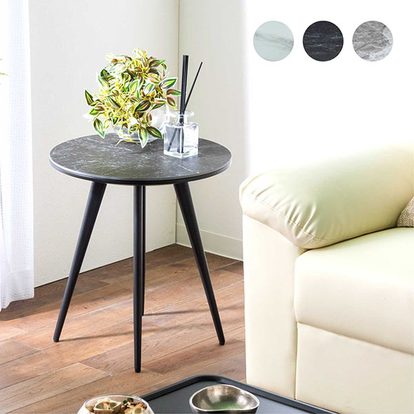 楽天市場】大理石風 サイドテーブル 丸 白 セラミックテーブル