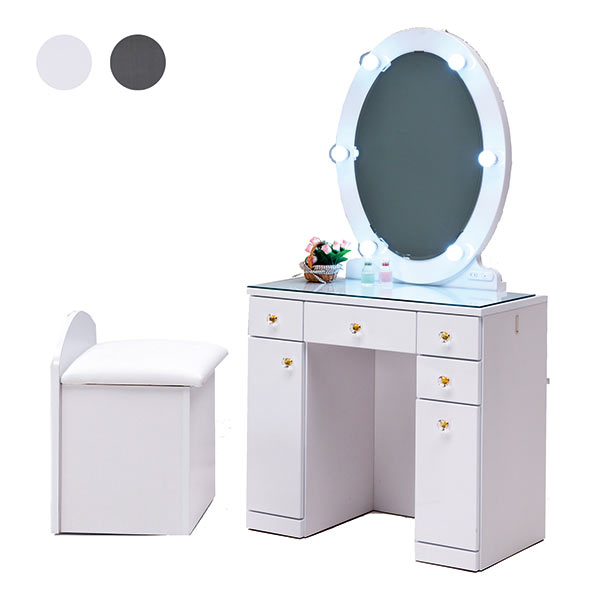 楽天市場】ドレッサー デスク 女優ミラー led ライト付き 鏡台 椅子