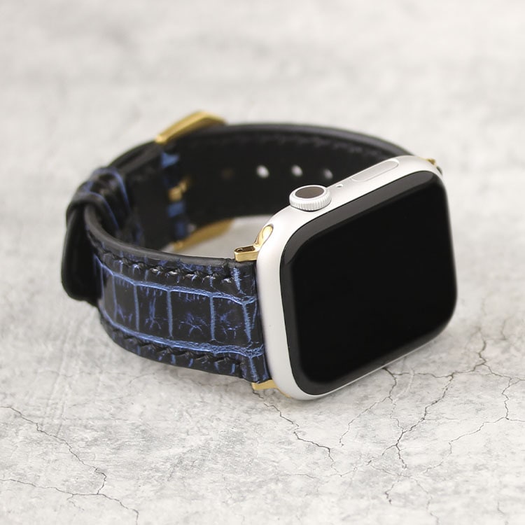 楽天市場】アップルウォッチ バンド クロコダイル 日本製 コスモブルー